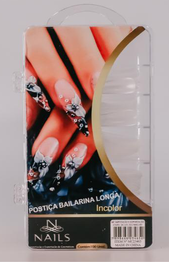 POSTIÇAS BAILARINA LONGA INCOLOR NAILS PROFISSIONAL CX100