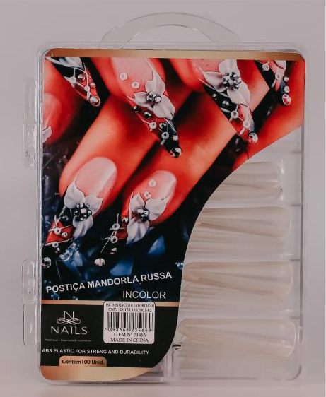 POSTIÇA MANDORLA RUSSA INCOLOR NAILS PROFISSIONAL 100UND