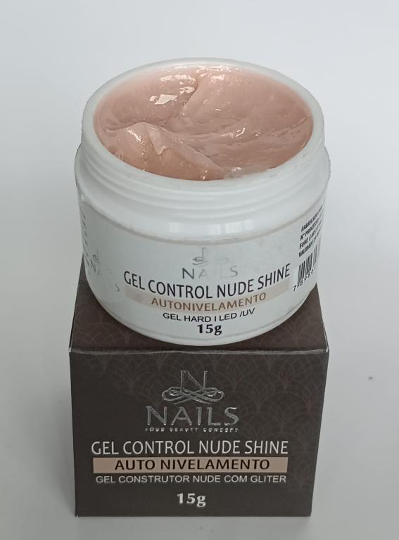 GEL CONTROL NUDE SHINE  COM GLITER NAILS PROFISSONAL 15G