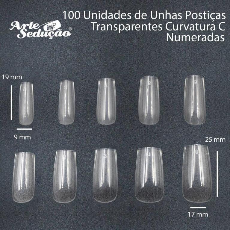POSTIÇAS CURVATURA C INCOLOR  NAILS PROFISSIONAL CX100