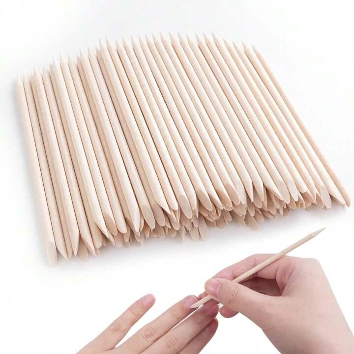 Palito Manicure Chanfrado Para Unha Bambu Com 100 Unidades Nails Profissional