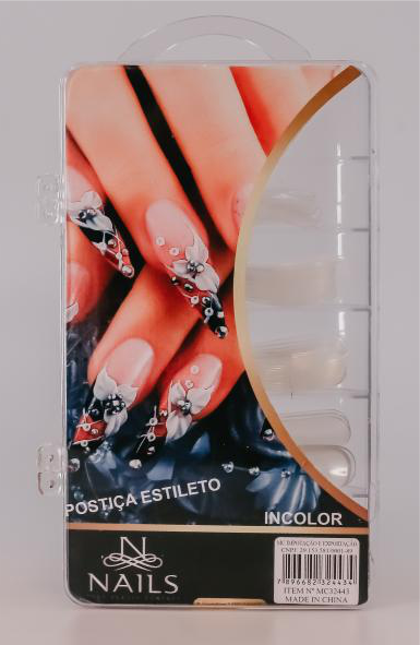 POSTIÇA ESTILETO INCOLOR CX100 NAILS PROFISSIONAL