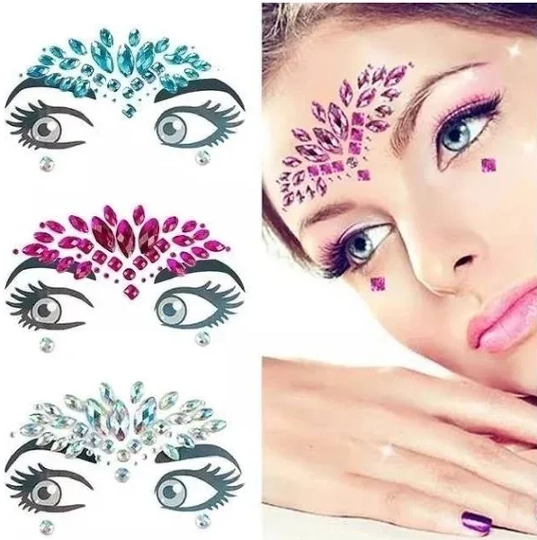 -ADESIVO P/ ROSTO C/ STRASS CORES YGJ-2242 GLITTER JOY