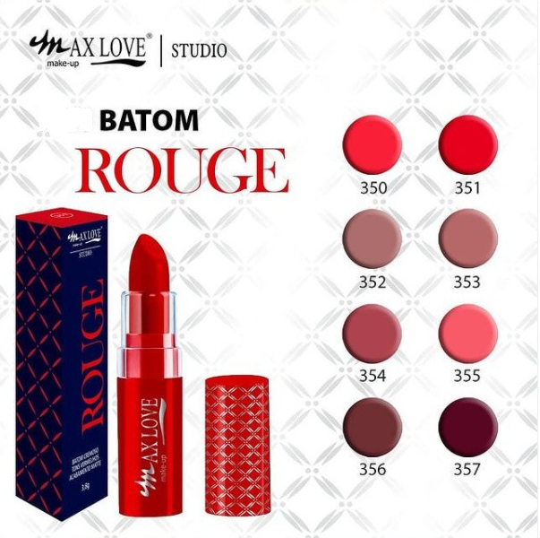 BATOM BASTAO CREMOSO MATTE ROUGE COR 357 MAX LOVE