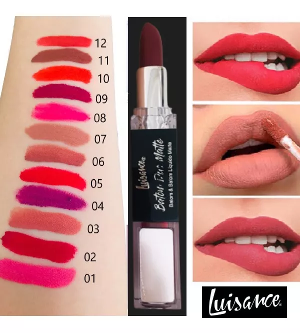 BATOM DUO MATTE LIQUIDO + CREMOSO CORES 1 AO 12 LUISANCE