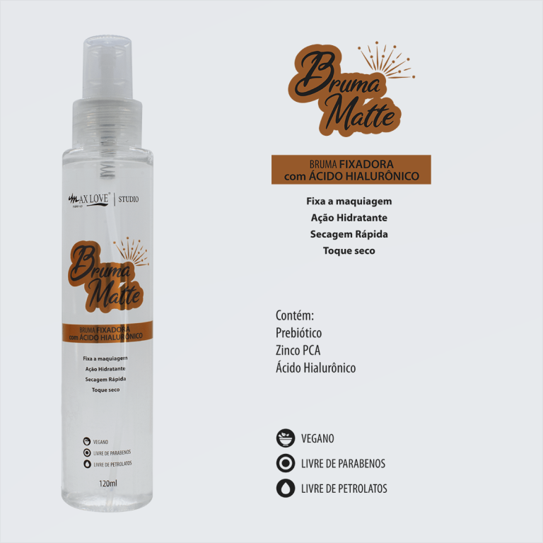BRUMA FIXADORA MATTE C/ ACIDO HIALURONICO 120ML MAX LOVE
