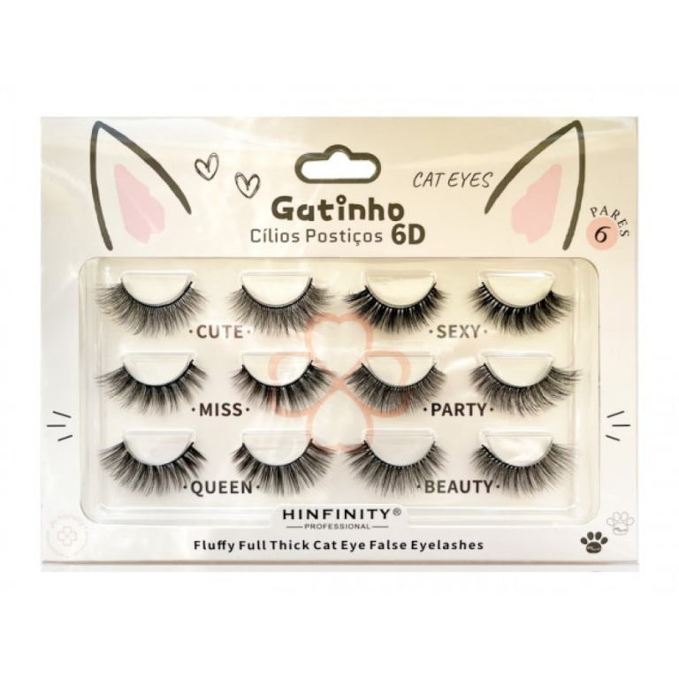 CILIO POSTICO 6D GATINHO CAT 07 6 PARES HINFINITY
