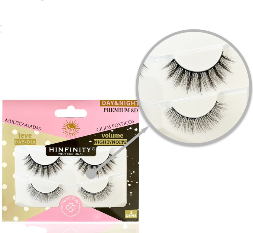 CILIO POSTICO 8D DIA E NOITE 02/05 2 PARES HINFINITY