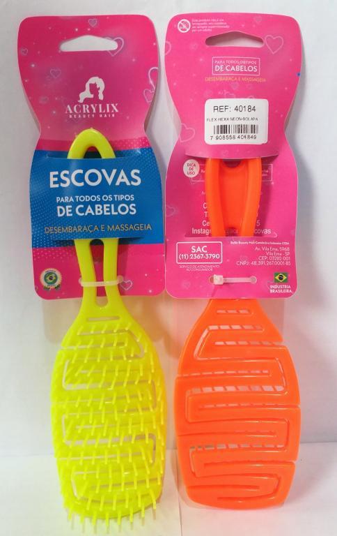 ESCOVA CABELO HEXA FLEX NEON REF 40184 ACRYLIX