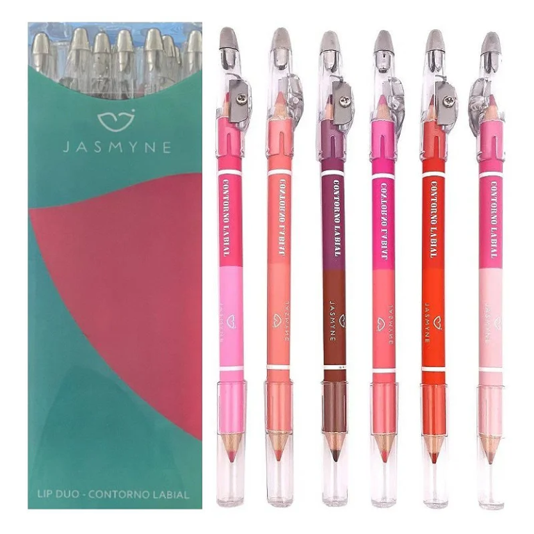 LAPIS CONTORNO LABIAL LIP DUO C/ APONTADOR 1/2/4/5/6 JASMYNE