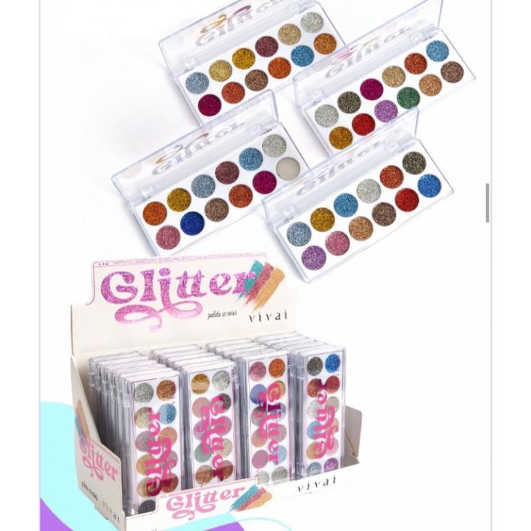 PALETA DE SOMBRA GLITTER 12 CORES A/B/C/D VIVAI