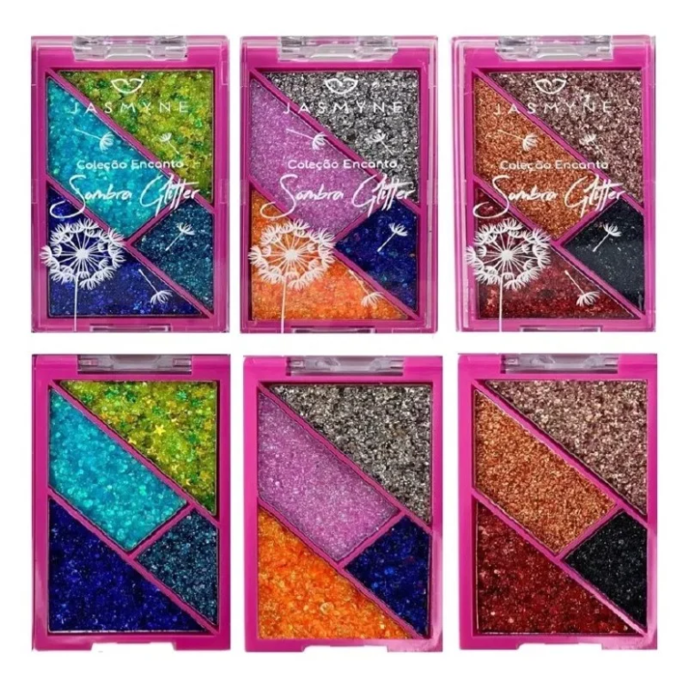 PALETA DE SOMBRA GLITTER ENCANTO CORES A/B/C JS6088 JASMYNE