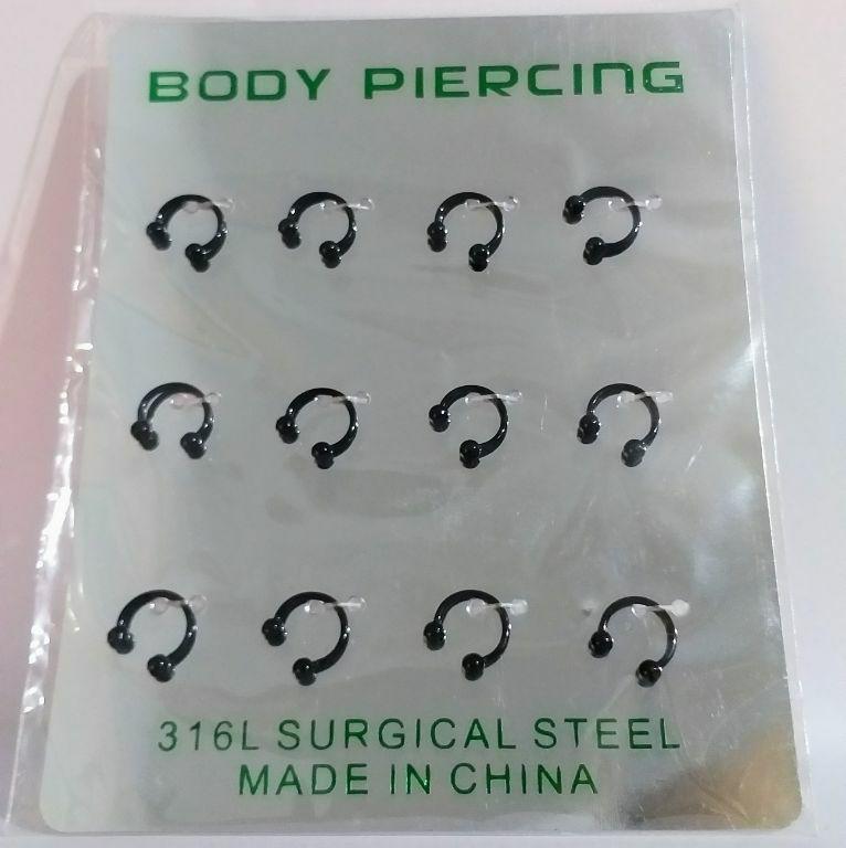 PIERCING CART C/12 PRETO P/ SEPTO 8MM