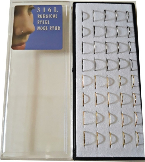 -PIERCING DE NARIZ ARGOLA PRATA/DOURADO BOX C/40
