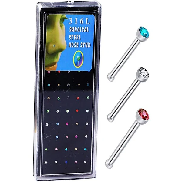 -PIERCING DE NARIZ PONTO DE LUZ COLORIDO BOX C/40