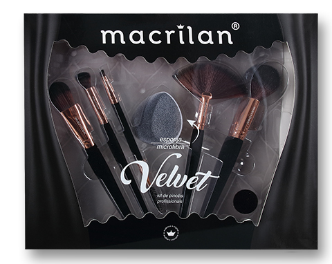 PINCEL P/ MAQUIAGEM KIT C/5 VELVET PRETO ED010A MACRILAN