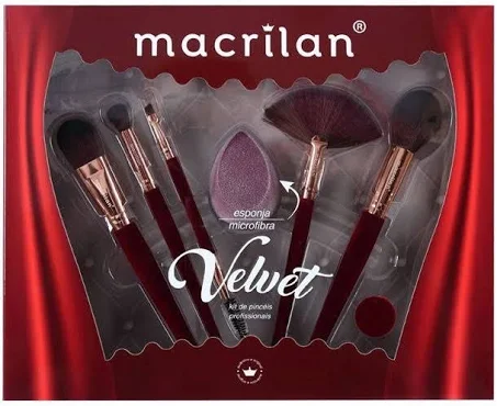 PINCEL P/ MAQUIAGEM KIT C/5 VELVET VERM ED010B MACRILAN