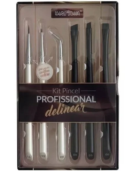 -PINCEL P/ MAQUIAGEM PROF DELINEAR KIT C/6 WB700 MACRILAN