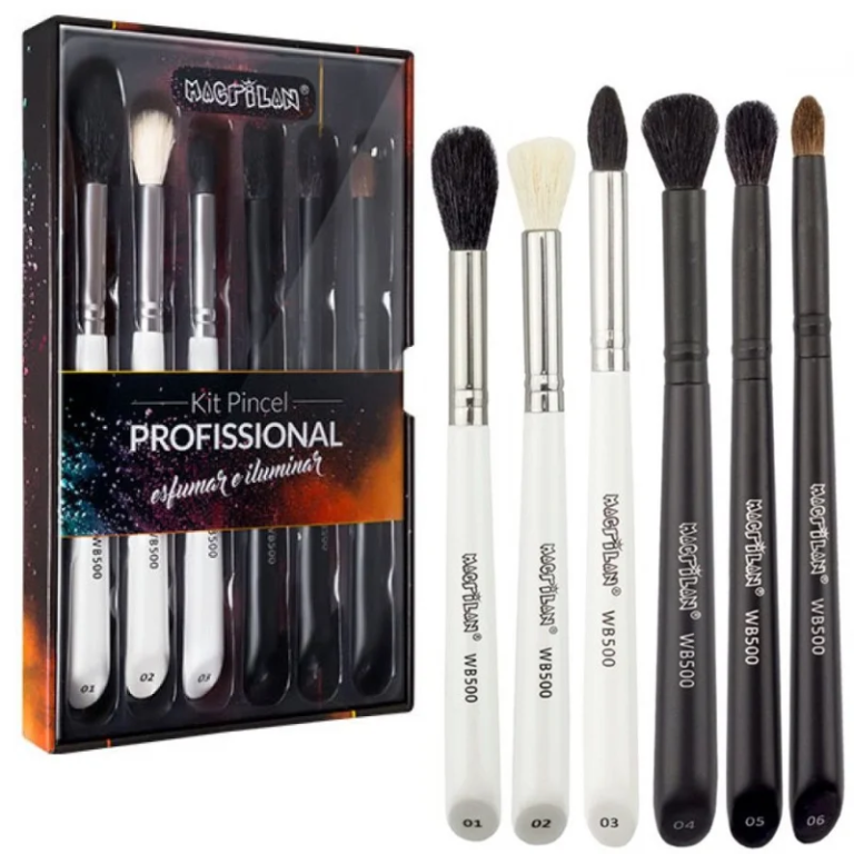 PINCEL P/ MAQUIAPROF ESFUMAR+ILUMINAR KIT C/6 WB500 MACRILAN
