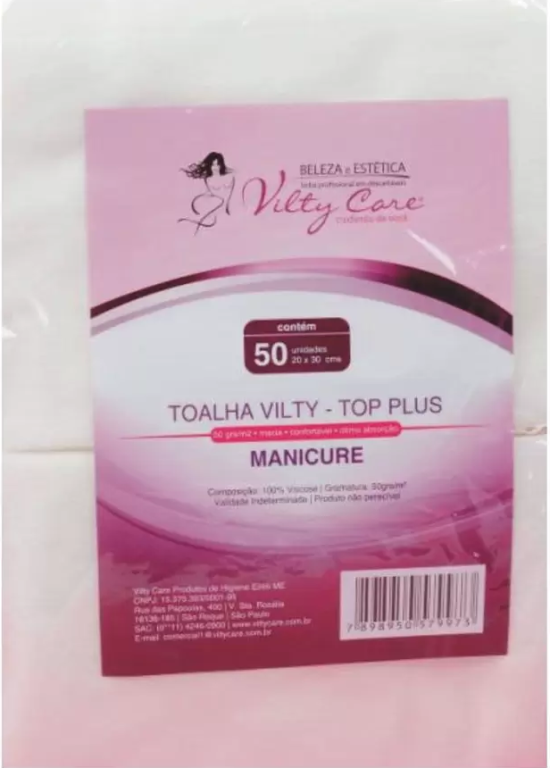 TOALHA DESCARTAVEL MANICURE C/50 VILTY CARE
