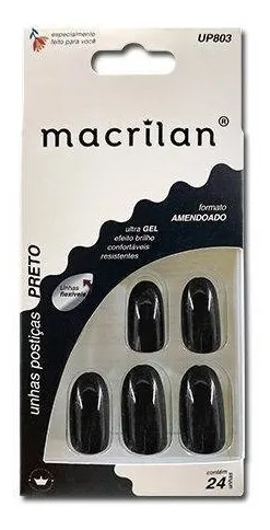 UNHA POSTICA AMENDOADO PRETO UP 803 MACRILAN