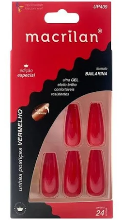 UNHA POSTICA BAILARINA VERMELHO UP 409 MACRILAN