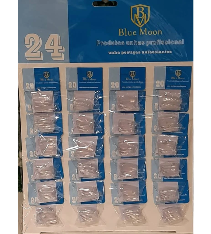 UNHA POSTICA CART C/24UN QUADRADA TRANSP. BM3-1 BLUE MOON