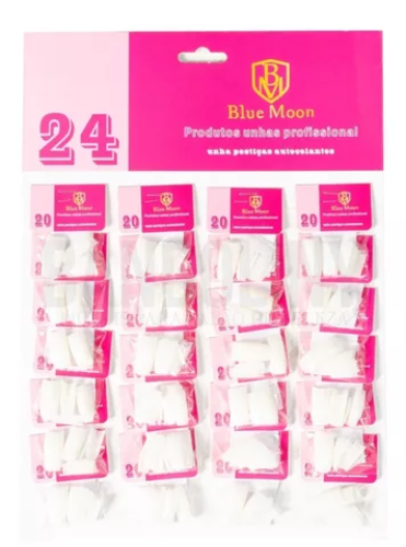 UNHA POSTICA CART C/24UN RETANGULAR BM3-4 ROSA BLUE MOON
