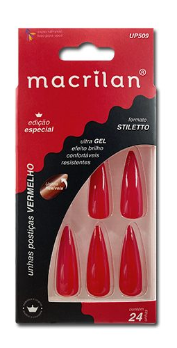 UNHA POSTICA STILETTO VERMELHO UP 509 MACRILAN