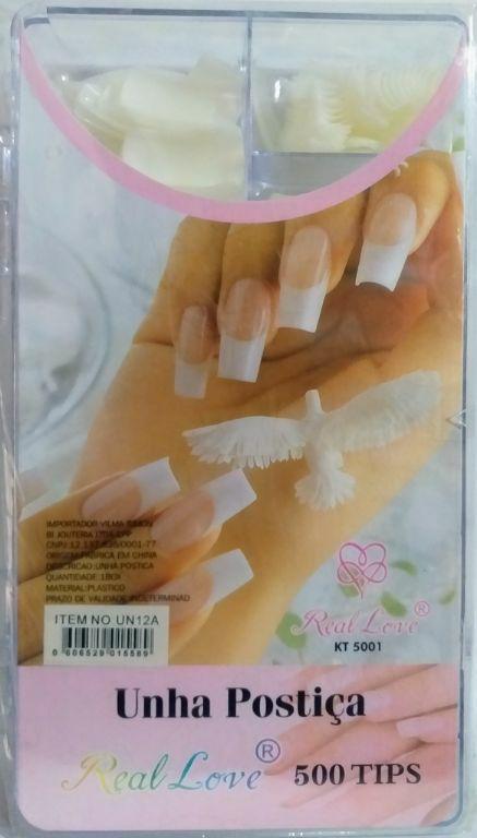 UNHAS POSTICAS ESTOJO C/ 500 TIPS UN12A REAL LOVE
