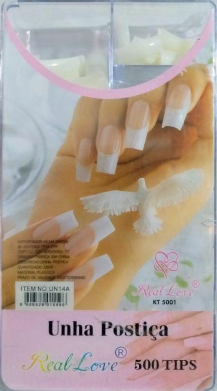 UNHAS POSTICAS ESTOJO C/ 500 TIPS UN14A REAL LOVE