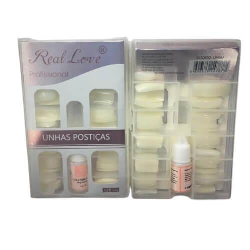 UNHAS POSTICAS ESTOJO P/ PES C/ 120 TIPS UN30 REAL LOVE
