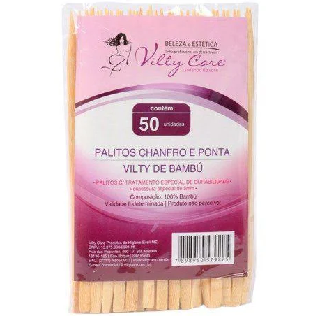 PALITO BAMBU CHANFRO E PONTA PCT C/50 VILTY CARE