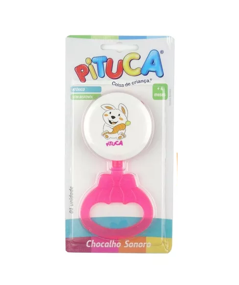 MORDEDOR SILICONE C/ CHOCALHO ROSA REF 607RS PITUCA