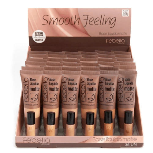 BASE LIQUIDA MATTE ACABAMENTO NATURAL CORES 1 A 9 FEBELLA