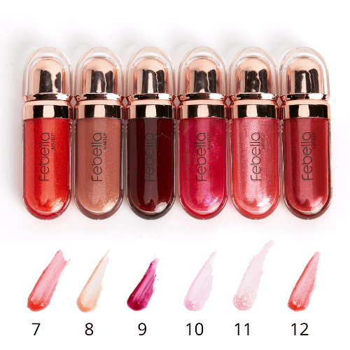LIP GLOSS 3D SUPER BRILHANTE CORES 1 AO 12 FEBELLA