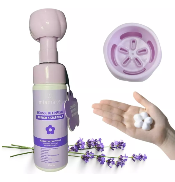 MOUSSE DE LIMP FACIAL C/ ESCOVA 150ML LAVANDA MIAMAKE