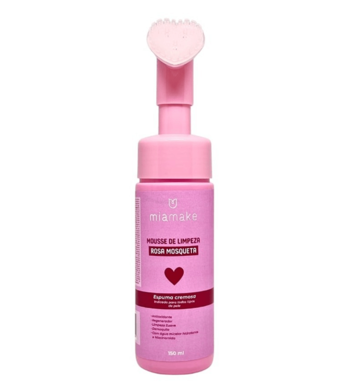 MOUSSE DE LIMP FACIAL C/ ESCOVA 150ML ROSA MOSQUETA MIAMAKE
