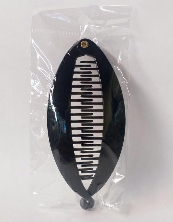 PRESILHA PLASTICA BANANA PRETA/CORES C/6 CHIC