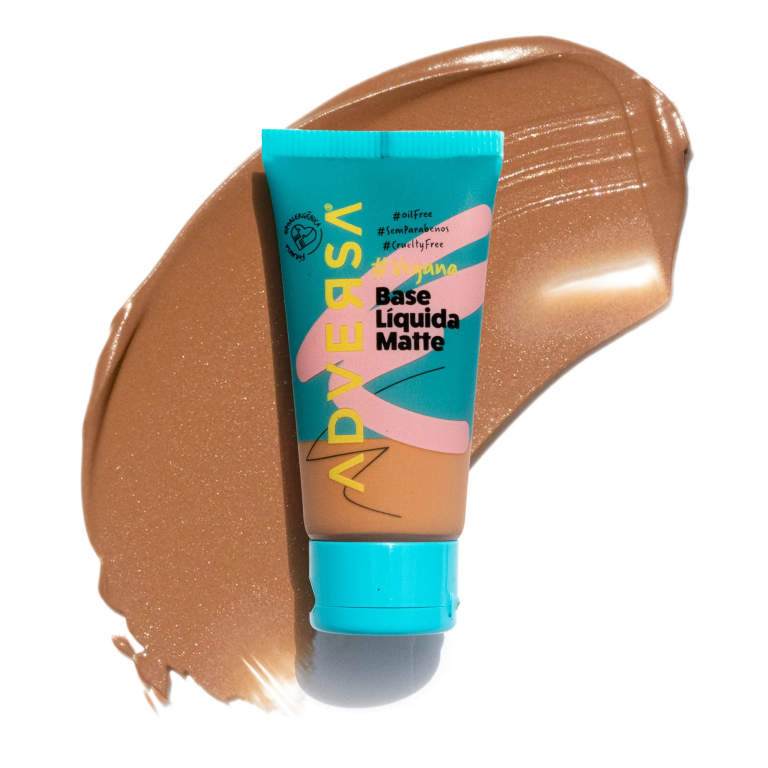 BASE LIQUIDA MATTE VEGANA COR 450 MEDIO ESCURO ADVERSA