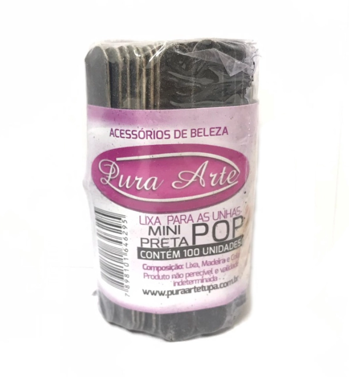 LIXA P/ UNHA POP MINI PRETA C/100 PURA ARTE