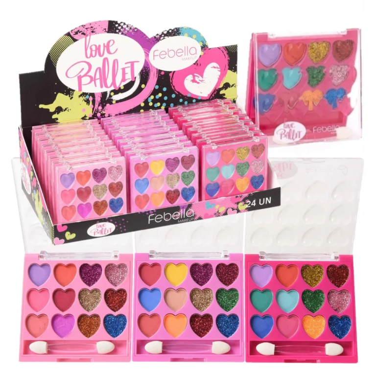 -PALETA DE SOMBRA LOVE BALLET 12 CORES 1/2/3 FEBELLA