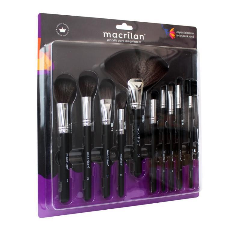 PINCEL P/ MAQUIAGEM KIT C/10 KP9-1B MACRILAN