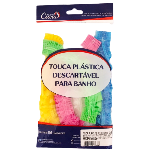 TOUCA BANHO DESCARTAVEL COLORIDA C/6 SANTA CLARA