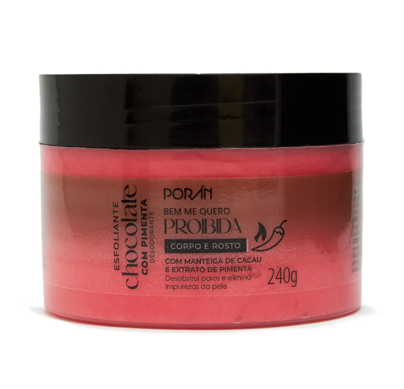 GEL ESFOLIANTE CORPO E ROSTO CHOCOLATE C/ PIMENTA 240G PORAN