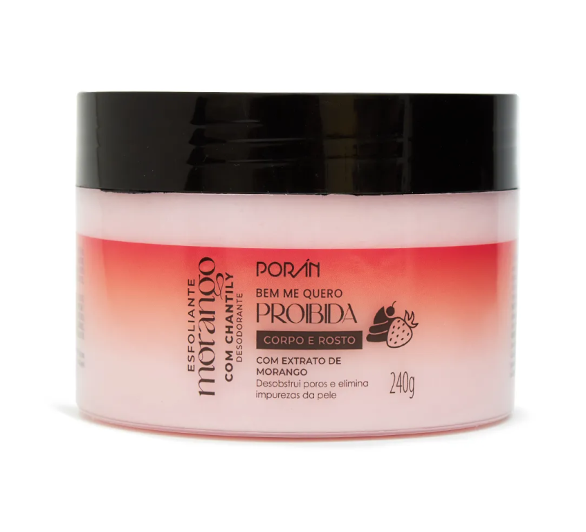 GEL ESFOLIANTE CORPO E ROSTO MORANGO C/ CHANTILY 240G PORAN