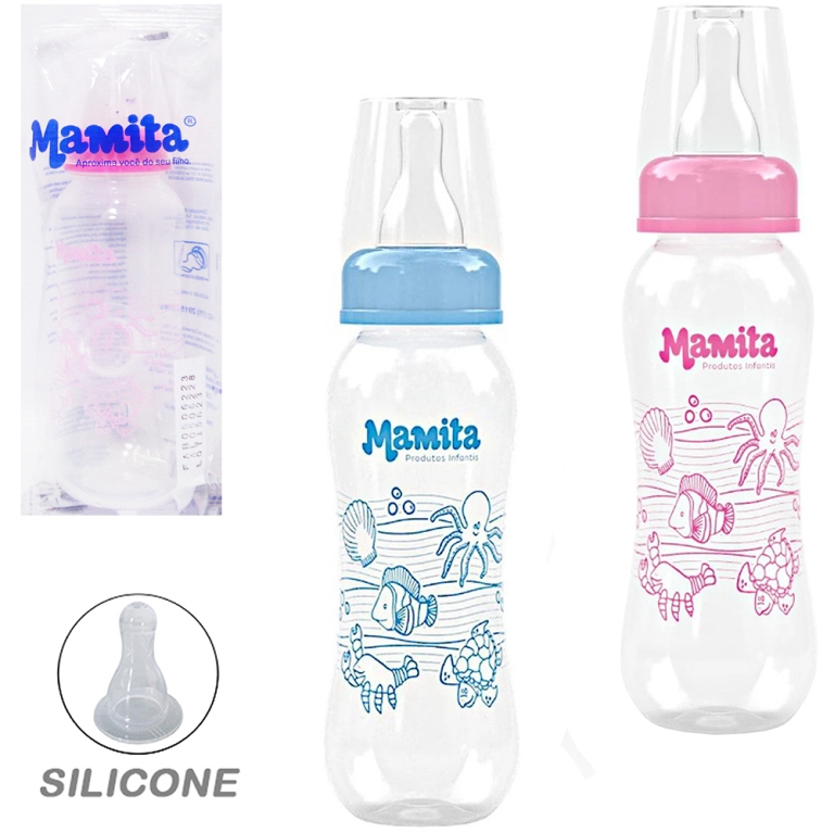 MAMADEIRA PREMIUM DECORADA BICO SILICONE 240ML MAMITA