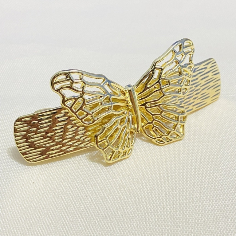 -PRESILHA METAL BORBOLETA OURO/PRATA CHIC