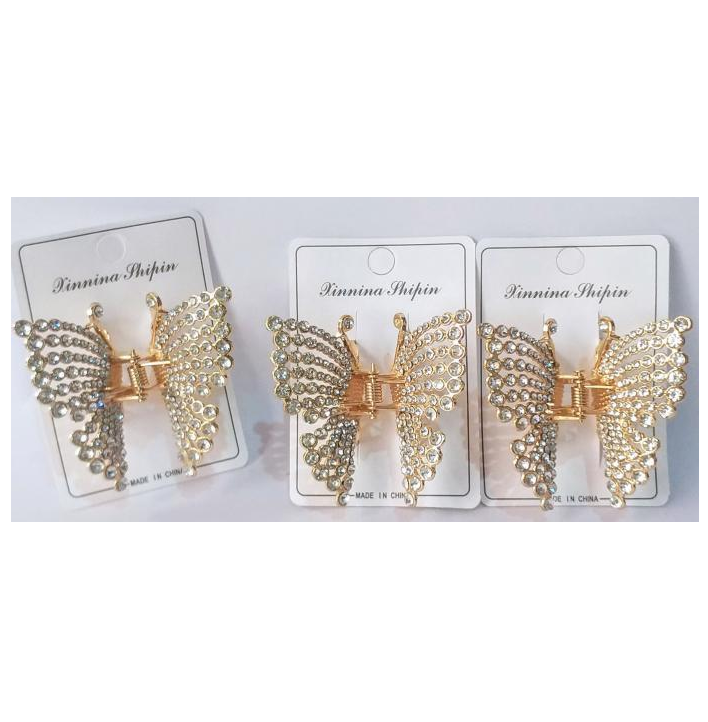 PIRANHA METAL MEDIA OURO BORBOLETA C/ STRASS CHIC