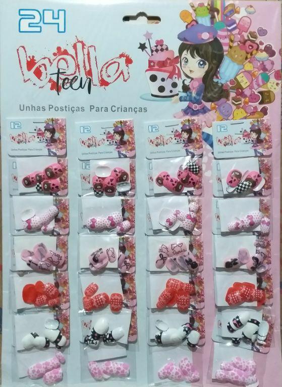 UNHA POSTICA INFANTIL CART C/24UN BT- U07 BELLA TEEN